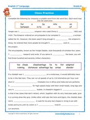 cover image of Grade 6 English: Cloze Practice